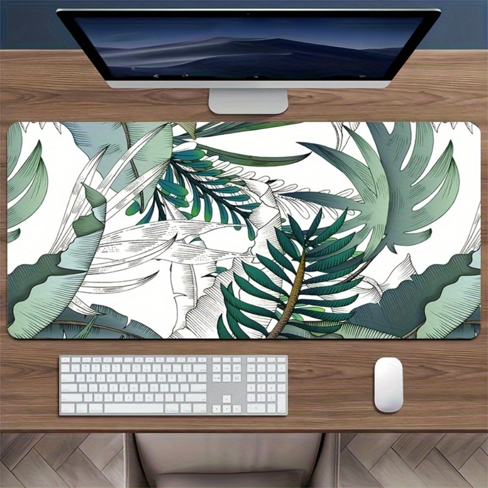 Desk Setup With Plants - Коврик для компьютерной мыши с тропическим