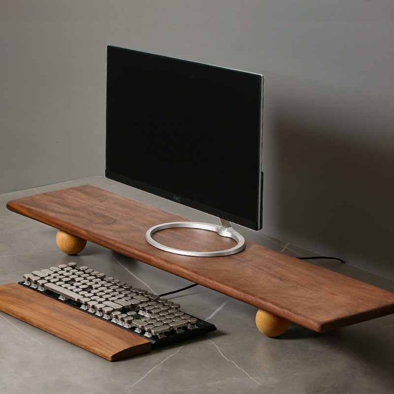 Desk Setup For Laptop And Monitor - Подставка для монитора из цельного дерева,