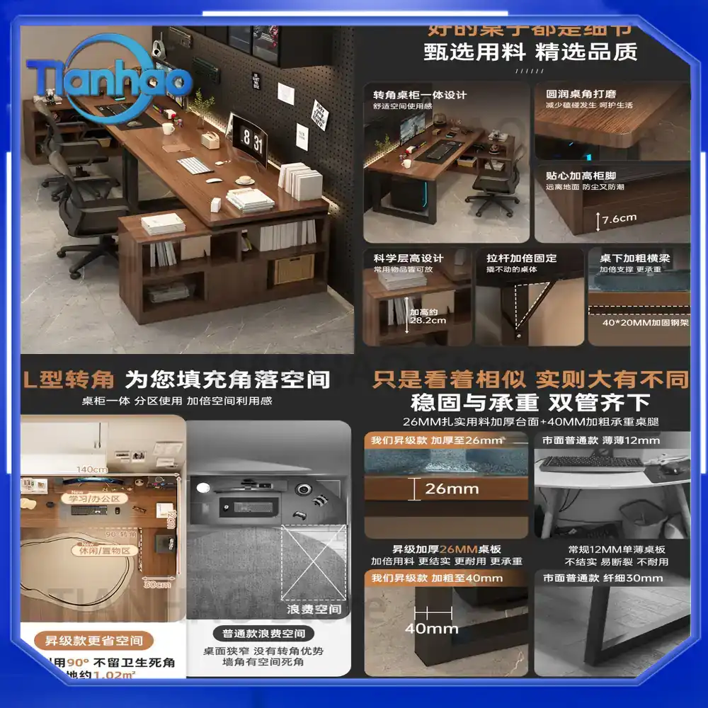 Desk Setup Corner - Игровой L-образный стол с книжной полкой