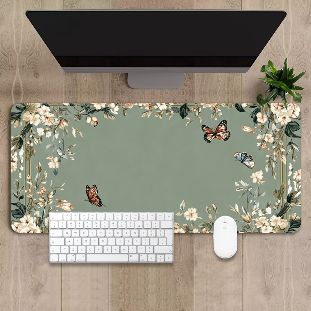 Desk Setup Plants - Настольный коврик с рисунком бабочек и