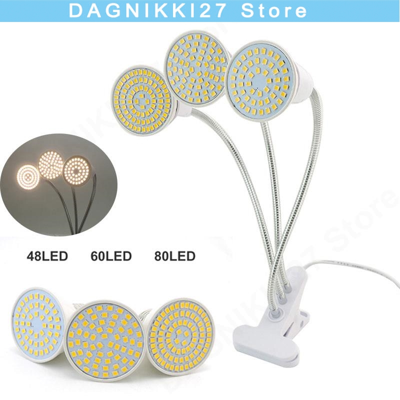 Desk Setup Plant - 80 светодиодов, 3 головки, полный спектр,