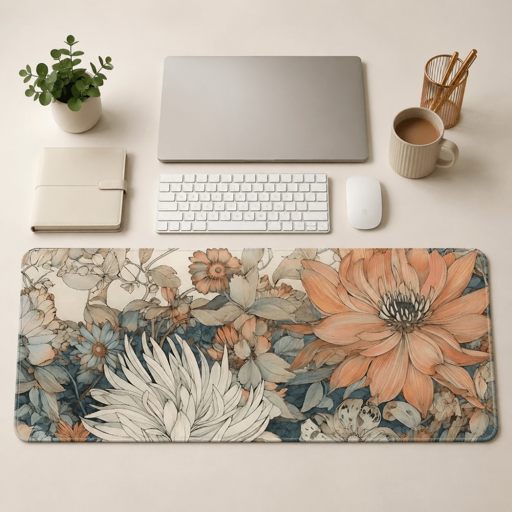 Desk Setup Plants - Ретро-салфетка для стола с цветочным принтом,