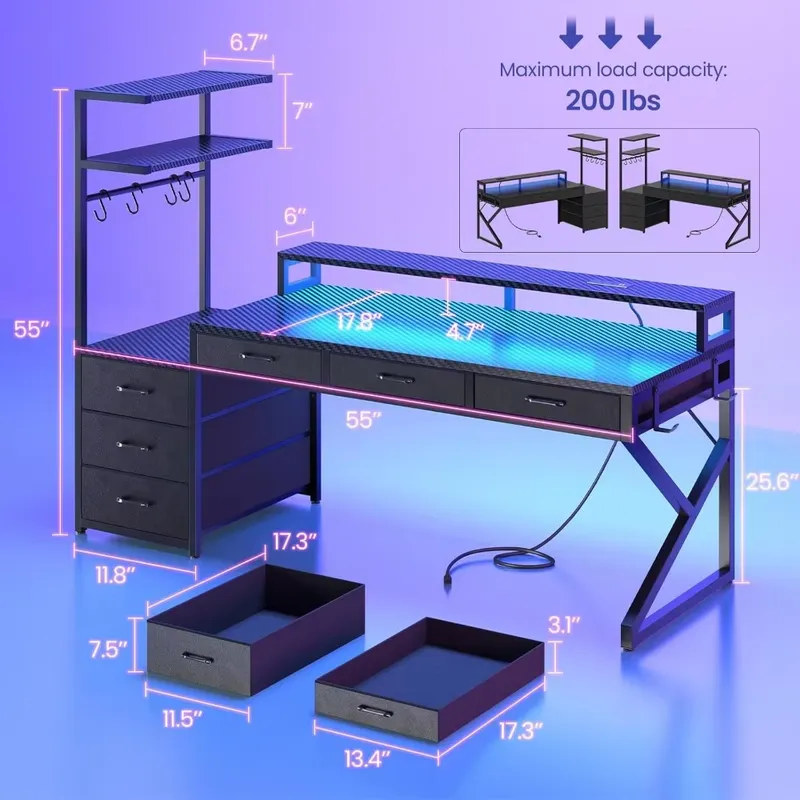 Игровой стол 55 дюймов с 6 ящи – обзор и цена Desk Setup Corner