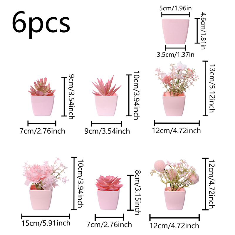 6 шт. мини-синтетические цвето – обзор и цена Desk Setup Plants