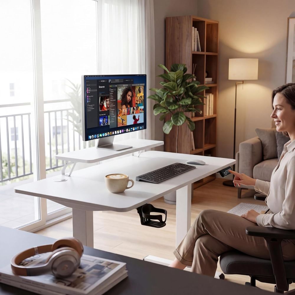 Белый регулируемый по высоте с – обзор и цена Desk Setup Home