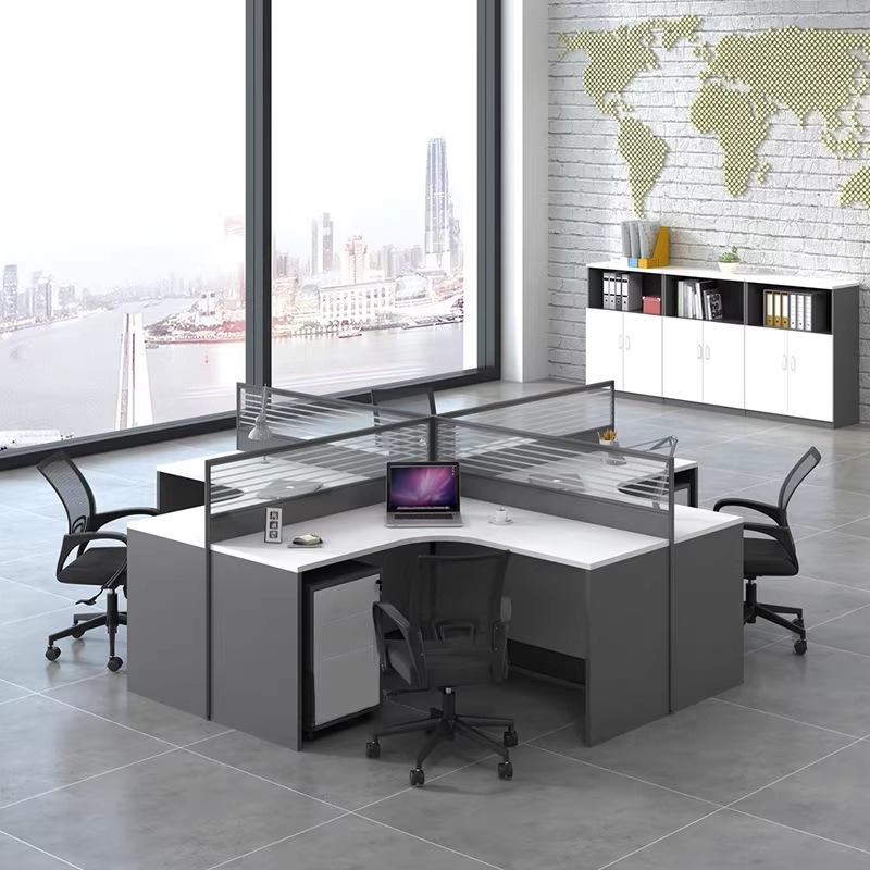 Белый офисный стол для 2, 4 ил – обзор и цена Desk Setup Corner