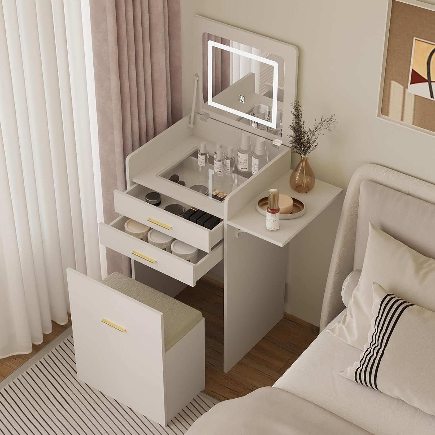 Маленький туалетный столик со  – обзор и цена Desk Setup In Small Bedroom